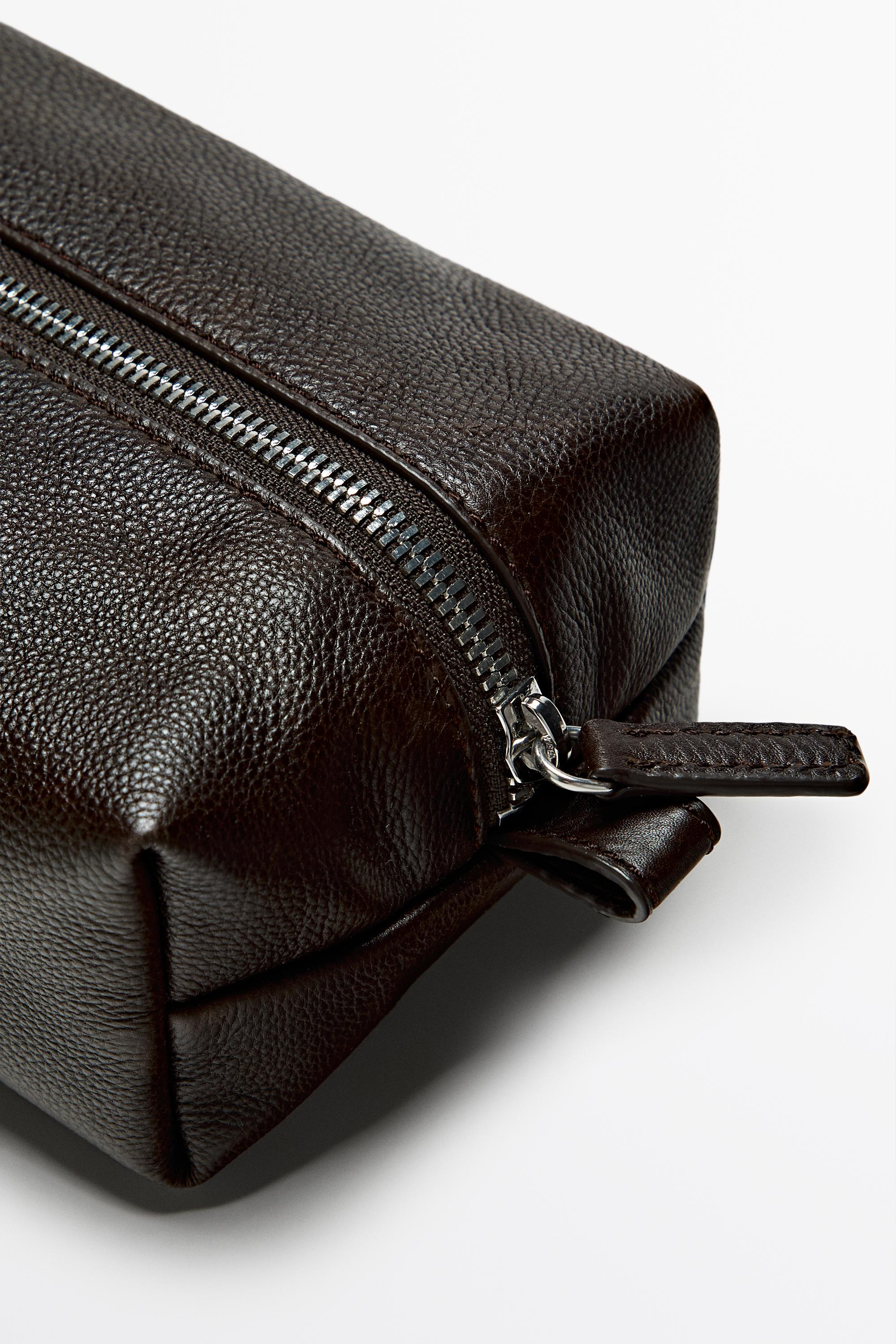 Trousse à fermeture Éclair en cuir nappa